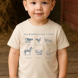 Old MacDonald Baby Onesie® & Toddler Shirt – Farm Animals Nursery Rhyme Top – Neutral Farm Theme Baby Gift