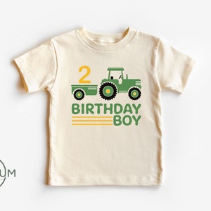 Boy 2nd Birthday Tractor Shirt - Boy Farm Birthday Shirt - Tractor Birthday Gift - Tractor Party Shirt - Natural Shirt