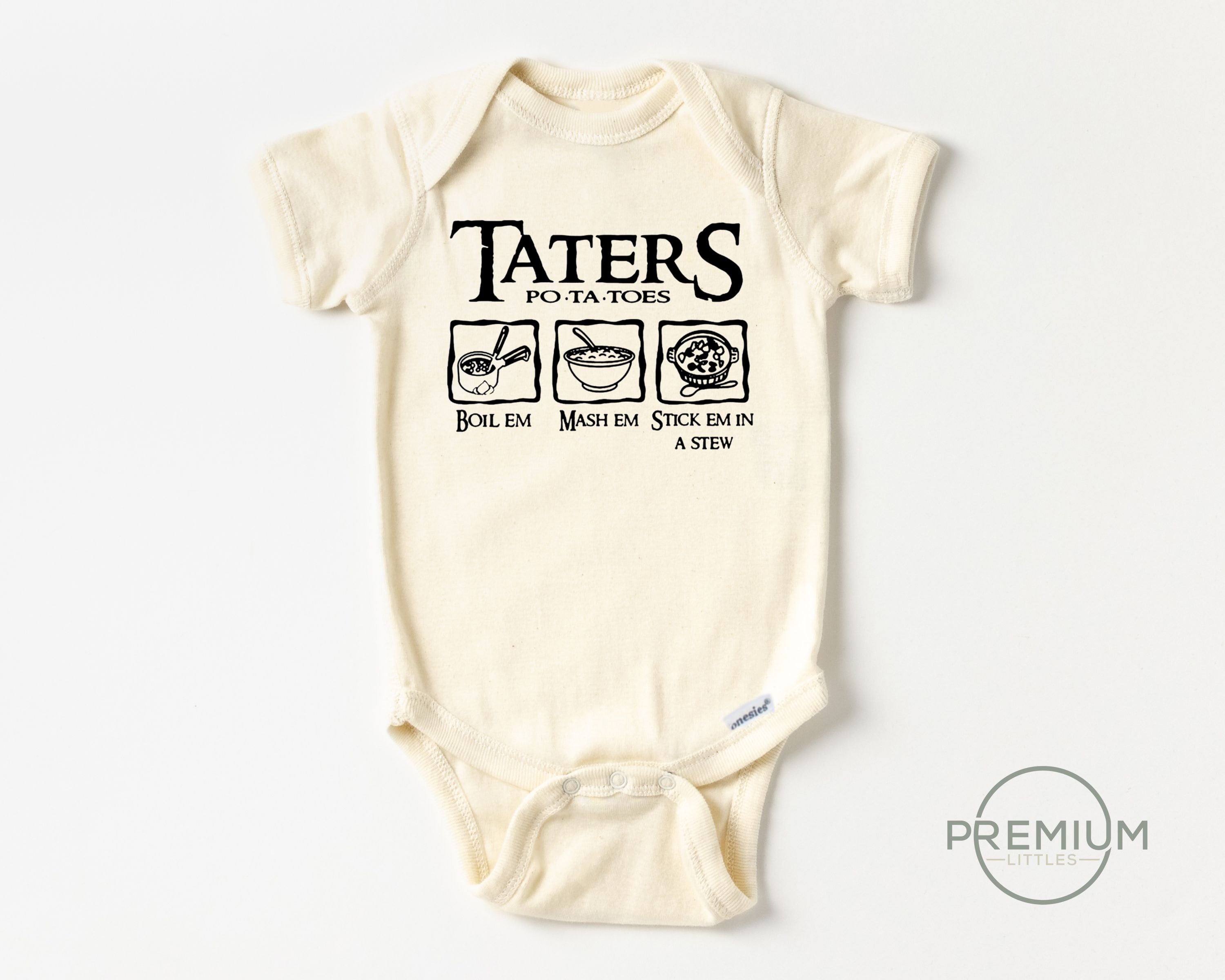 Taters Onesie - Lord Of The Rings Baby Bodysuit 'Boil Em Mash Em Stick Em In A Stew'
