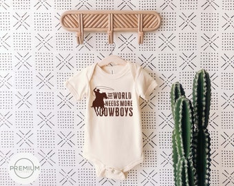 The World Needs More Cowboys Onesie® - Western Baby Bodysuit - Natural Onesie®