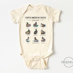 North American Ducks Field Guide Onesie® - Natural Color - 100% Premium Cotton - Available in Toddler Shirt or Onesie®