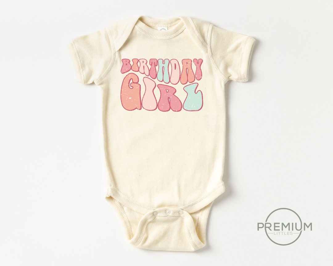 Retro Birthday Girl Onesie® Birthday Girl Toddler Shirt Natural Shirt