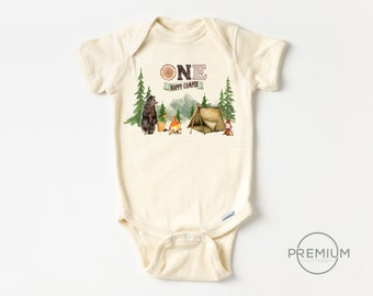 One Happy Camper Onesie® - Cute Baby - First Birthday Onesie® - Hipster Baby Bodysuit - Adventure Cute Baby Shirt - Natural Onesie®