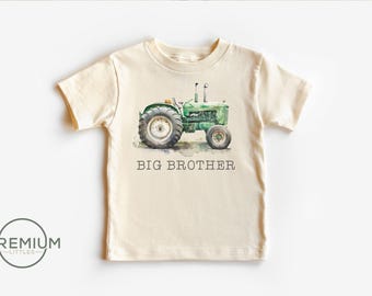 Big Brother Green Tractor Shirt: Natural Cotton Toddler Tee