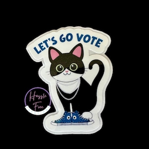 Let&#39;s Go Vote BLUE | Pearls & Chucks| Vinyl Sticker| Political| Election 2024| Cat Ladies for Harris| Democrat| Vote| Cat for Harris| Kamala