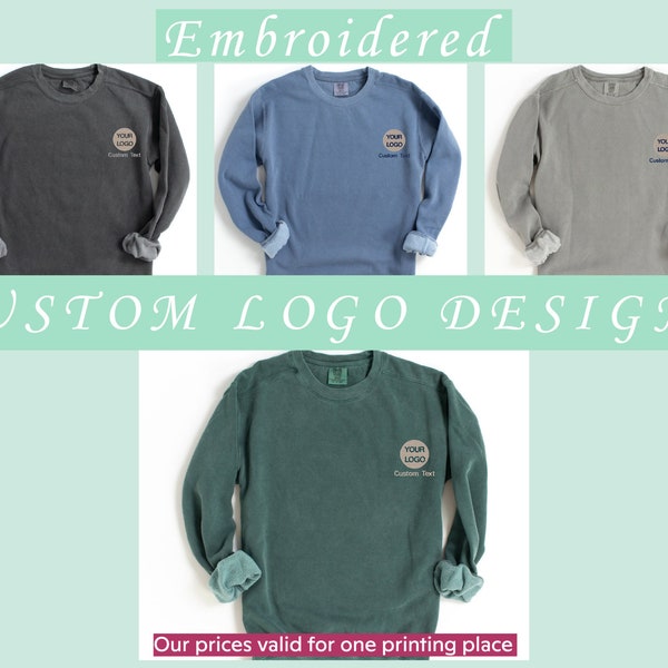 Custom Embroidery Logo Sweatshirts Etsy