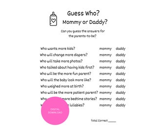Guess Who? Baby Shower Game