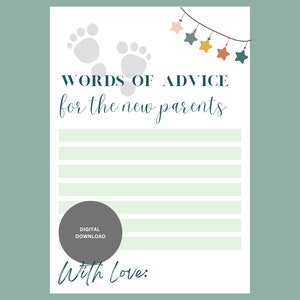 Advice for New Parents Baby Shower Game