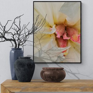 Floral Abstract Wall Art, White Peony Photo Wall Art, Vertical Wall Art, Abstract Floral Peony Photo Wall Art, Minimalist Wall Art