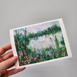 Cartes florales, Cartes de correspondance au bord de l'étang, Fleurs impressionnistes, Cartes de correspondance vierges Fleurs de cottage