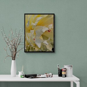Floral Abstract Wall Art, White Peony Photo Wall Art, Vertical Wall Art, Abstract Floral Peony Photo Wall Art