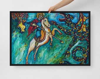 Saint George and the Dragon Framed canvas