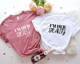 LGBT Matching T-shirts, Lesbian Couple Tees, Her Beast Her Beauty