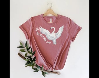 White Swan Graphic T-Shirt: Dainty Love Swan Tee