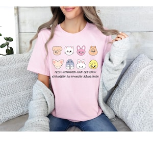 Cute Stray Kids Members Chibi T-shirt, Stray Kids Shirt, Stray Kids Group Shirts, Music Lover T-shirt