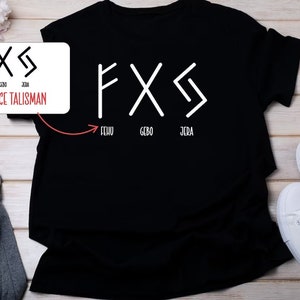 Abundance Talisman symbols in Runes (letters of an ancient alphabet)T-shirt, Viking Symbols for Plentifulness, Fehu, Gebo, Jera