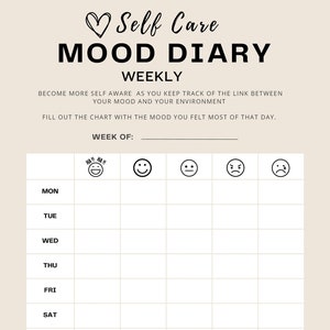 MOOD TRACKER, emotional health, mental wellbeing journal, mood habit tracker, emotional habits, tracker, self care