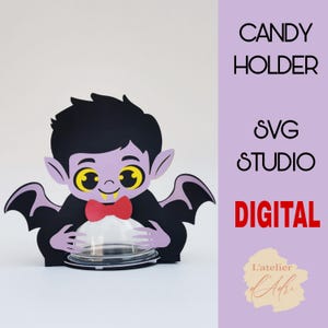 DIGITAL_ Halloween Candy holder/ dome size 8cm/ open and close system/ Dracula Candy holder