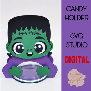 DIGITAL_ Halloween Candy holder/ dome size 8cm/ open and close system/ Frank Candy holder