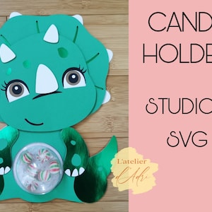 NUMÉRIQUE - Porte-bonbons dinosaure/décoration de fête dinosaure/dôme de bonbons/svg/studio/dinosaure/dino svg