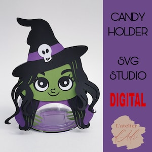 DIGITAL_Witch Halloween Candy holder/ dome size 8cm/ open and close system
