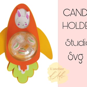 NUMÉRIQUE- porte-bonbons lapin/ lapin svg/ studio lapin/ fusée spaziale/ dôme de bonbons/ vaisseau spaziale