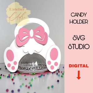 Digital_ Bunny Candy holder/dome size 8 cm/Easter Bunny/dulcero conejito