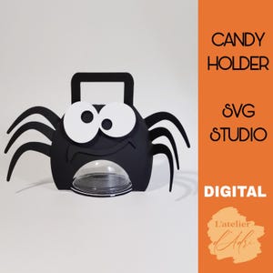 DIGITAL_ Pojemnik na cukierki Halloween Spider/ rozmiar kopuły 8 cm/ system otwierania i zamykania