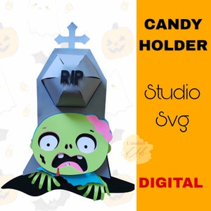 DIGITAL - Halloween Süßigkeitenhalter, Süßigkeitenhalter SVG, Trick or Treat Geschenke, Zombie Süßigkeitenhalter, Zombie SVG, Zombie Süßigkeitenhalter, Halloween