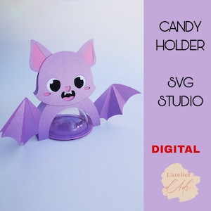 DIGITAL_BAT Pojemnik na cukierki na Halloween/ rozmiar kopuły 8 cm/ system otwierania i zamykania