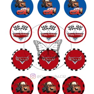 cars cupcake toppers, cars digital toppers, cars birthday toppers, cars cupcake digital print, cars digital prints, cars birthday favors.