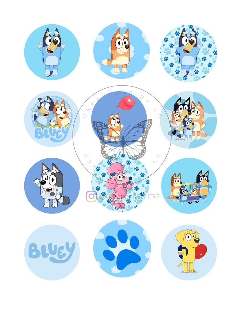 Bluey Cupcake Toppers for Parties Digital Cupcake Topper Party Cupcake ...