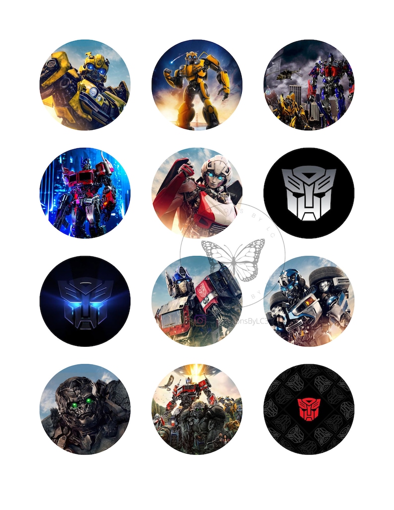 Transformer Digital Cup Toppers, Transformers Printable Cupcake Toppers