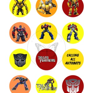 Tranformers digital bumblebee digital topper, transformers printable toppers, transformers prints, Transformer birthday party