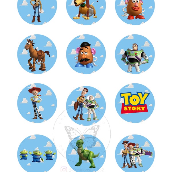 Toy story cupcake topper, DIGITAL DOWNLOAD, toy story sticker instant download, printable cupcake topper