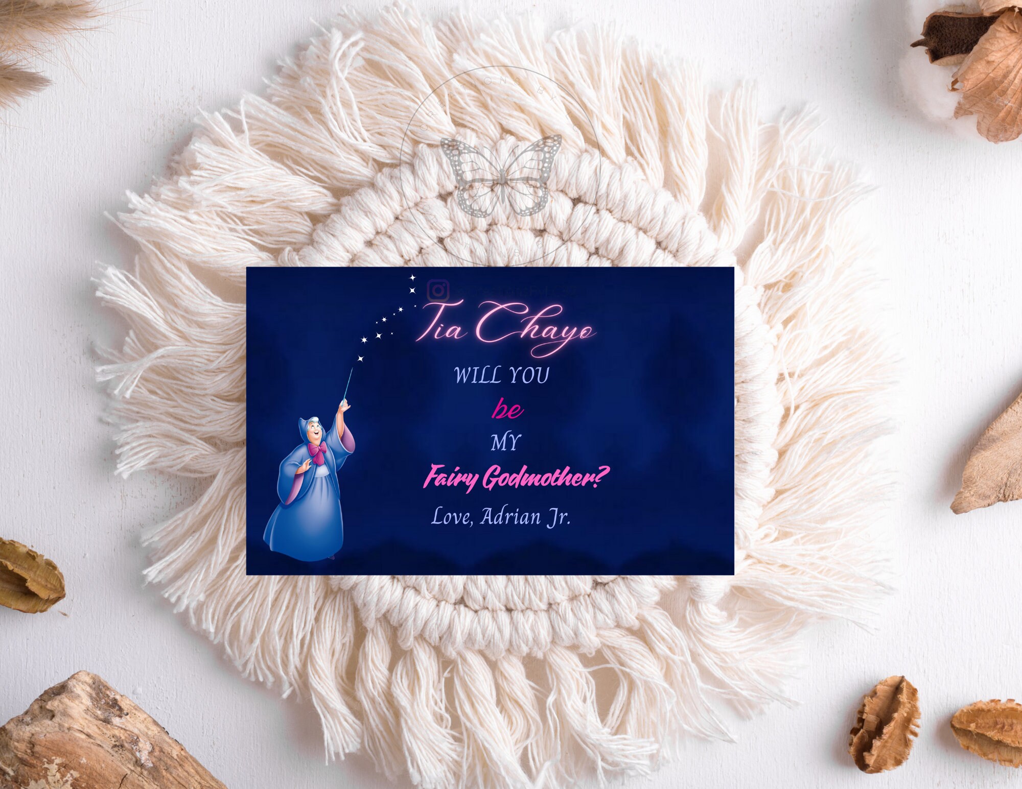 Would you be my fairy godmother? Cinderella fairy godmother, digital invitation, godmother proposal