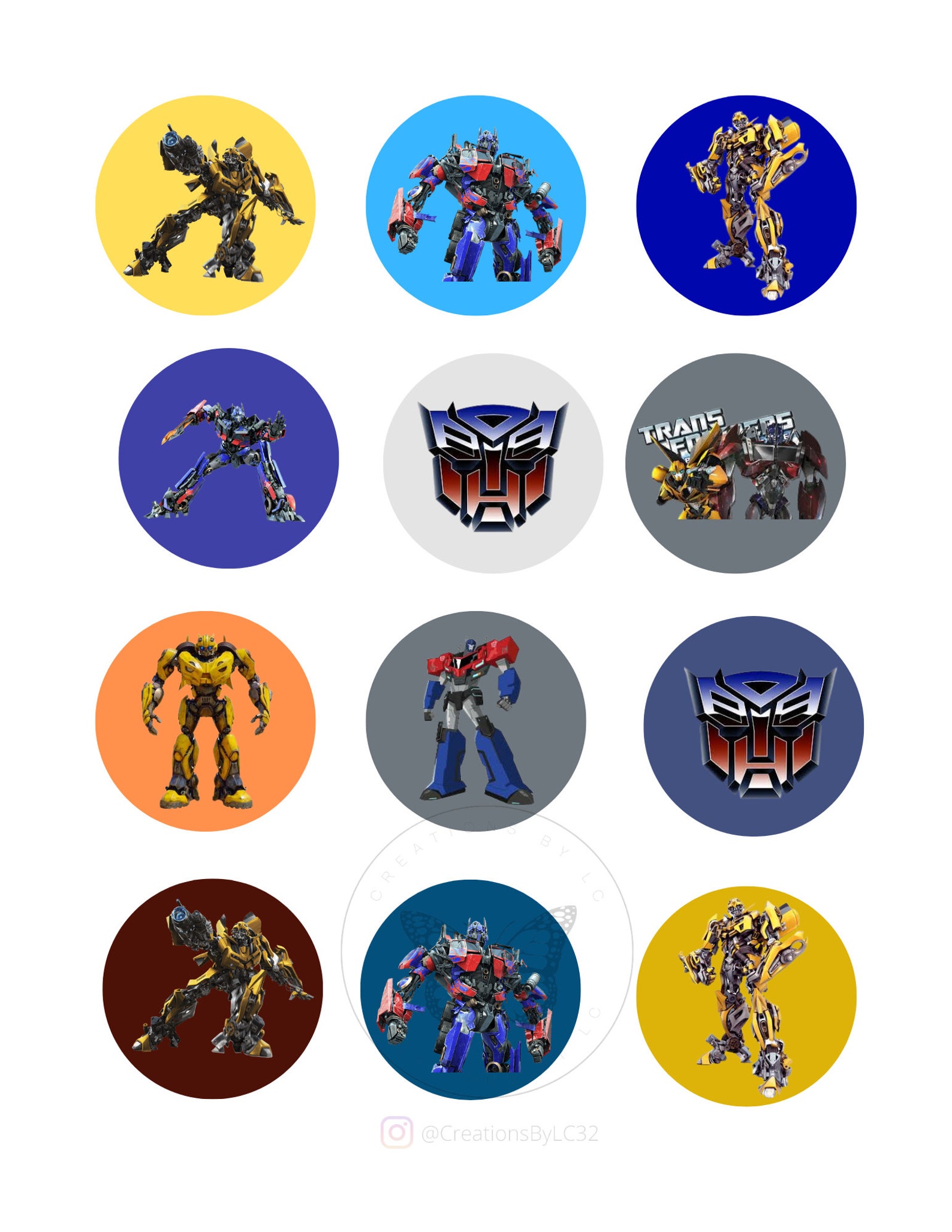 Transformer Digital Cupcake Toppers, Transformers Printable Cupcake
