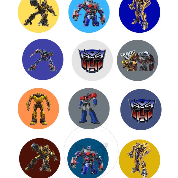 Transformer digital cupcake toppers, transformers printable cupcake toppers, transformers prints, Transformer stickers birthdayparty