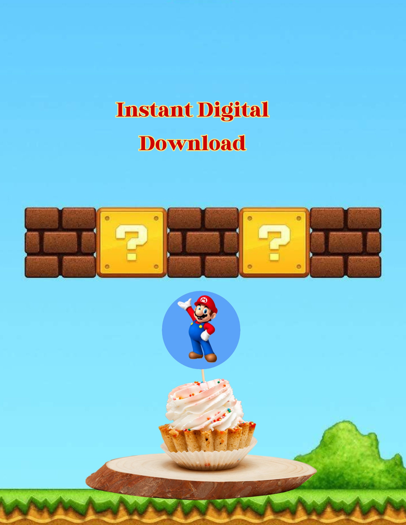 Mario Cupcakes, Printable Cupcake, Super Mario Cupcakes Mario Birthday ...