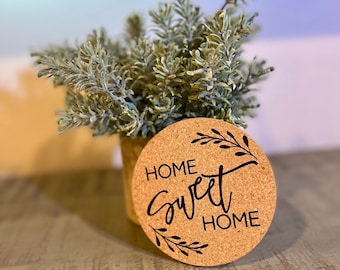 Home Sweet Home Coaster Set(s) - FREE SHIPPING (House, Gift, Cork Coaster, New Home, Client, Realtor, Housewarming, Neighbor, Hostess)