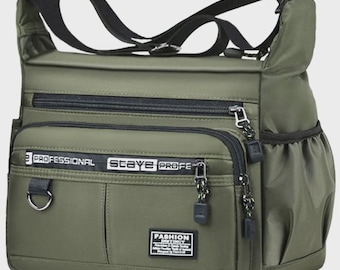 Men's Business Crossbody Bag with Multi-Layered Pockets Adjustable Shoulder Strap for Work Travel