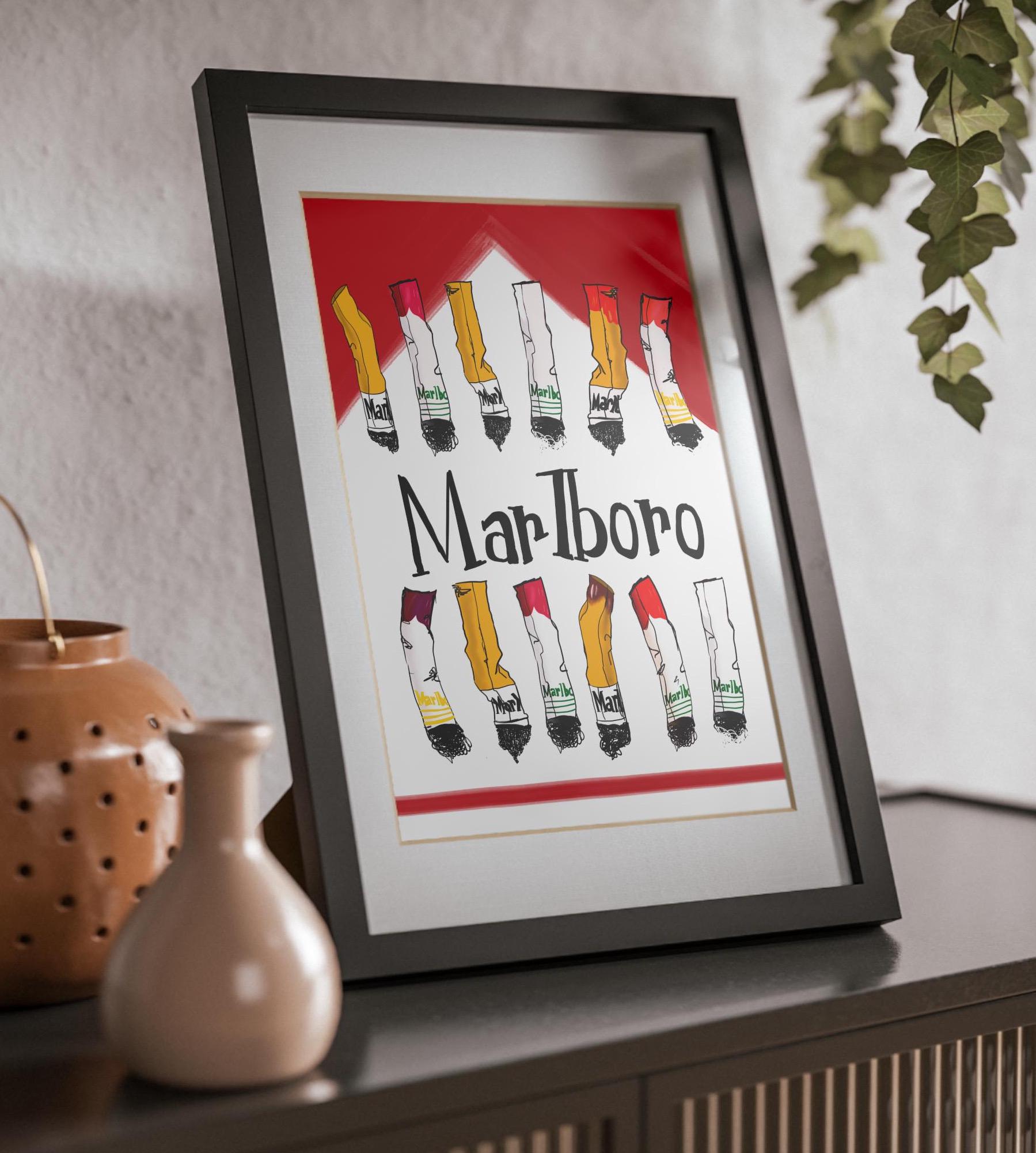 収集価値のあるマルボロ タバコのイラスト - ヴィンテージ 美的