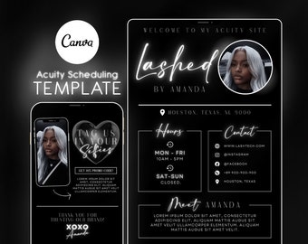 Lash Tech Acuity Scheduling Template,Lash Tech Website, Lash Tech Branding, White Acuity Website, Canva Template, NFHB03