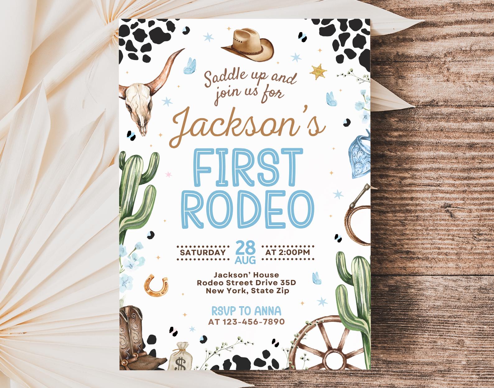 My First Rodeo Invitatioons First Rodeo Invitation, My 1st Rodeo Invitation, Cowboy Birthday Invite ...