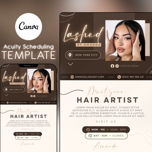 Boho Lash Tech Acuity Scheduling Template,Lash Tech Website, Lash Tech Branding, White Acuity Website, Canva Template, DNB03