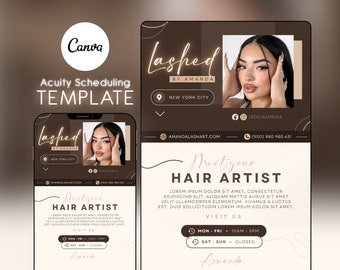 Boho Lash Tech Acuity Scheduling Template,Lash Tech Website, Lash Tech Branding, White Acuity Website, Canva Template, DNB03