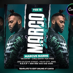 EDITABLE Party Flyer, Canva Club Flyer Template perfect for DJ or Night Club Events, 4x4 Inch