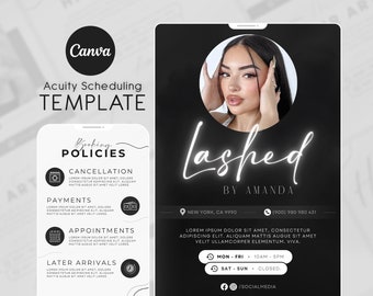 Lash Tech Acuity Scheduling Template,Lash Tech Website, Lash Tech Branding, White Acuity Website, Canva Template, BW01