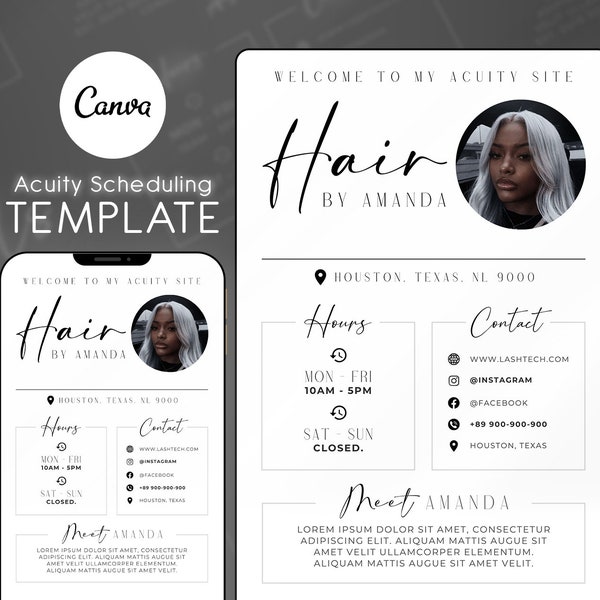 Hair Stylist Acuity Scheduling Template, Acuity Scheduling Template, Friseur Website, Canva Template, NEW04