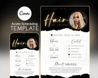 Hair Stylist Acuity Scheduling Template, Acuity Scheduling Template, Hair Stylist Website, Canva Template, NEW07